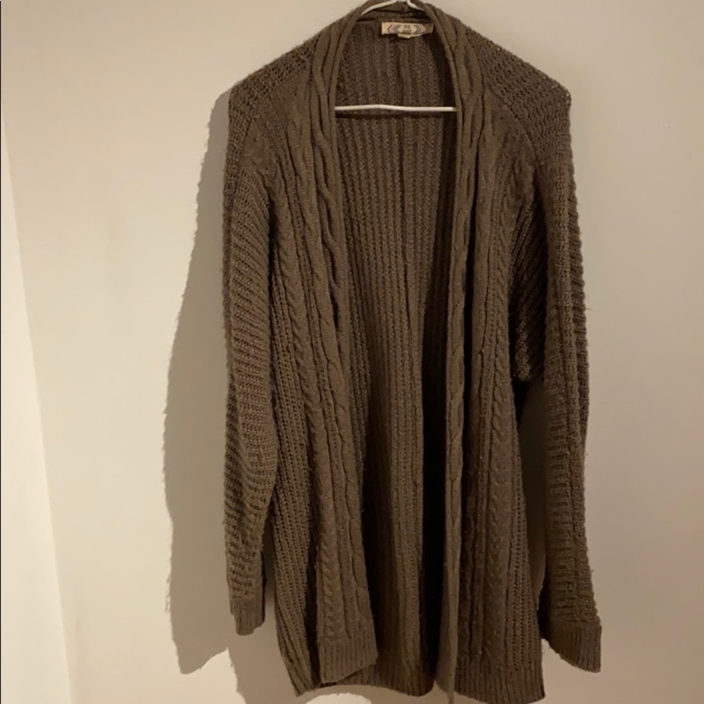 Chunky Knit Ash Brown Cardigan